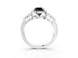 White gold Fancy Black Cushion Cut Cut Halo Diamond Infinity Band with Four-Prong Setting_3