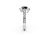 White gold Fancy Black Cushion Cut Cut Halo Diamond Pavé Engagement Ring with Milgrain Detailing_14