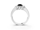 White gold Fancy Black Cushion Cut Cut Halo Diamond Pavé Engagement Ring with Milgrain Detailing_15