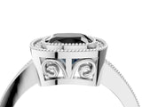 White gold Fancy Black Cushion Cut Cut Halo Pavé Diamond Ring_4