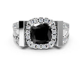 White gold Fancy Black Cushion Cut Cut Halo Split Shank Prong Set Ring_12