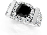 White gold Fancy Black Cushion Cut Cut Halo Split Shank Prong Set Ring_1