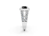 White gold Fancy Black Cushion Cut Cut Halo Split Shank Prong Set Ring_2