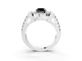 White gold Fancy Black Cushion Cut Cut Halo Split Shank Prong Set Ring_3