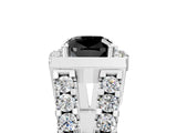 White gold Fancy Black Cushion Cut Cut Halo Split Shank Prong Set Ring_5
