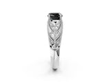 White gold Fancy Black Cushion Cut Cut Milgrain Pave Diamond Engagement Ring with Four-Prong Setting_17