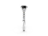 White gold Fancy Black Cushion Cut Cut Pavé Band Solitaire Ring with Four-Prong Setting_2