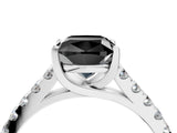 White gold Fancy Black Cushion Cut Cut Pavé Band Solitaire Ring with Four-Prong Setting_4