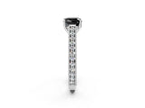 White gold Fancy Black Cushion Cut Cut Pave Band Milgrain Solitaire Ring_2