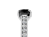 White gold Fancy Black Cushion Cut Cut Pave Band Milgrain Solitaire Ring_5