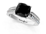 White gold Fancy Black Cushion Cut Cut Pave Split Shank Engagement Ring with Four-Prong Setting_13
