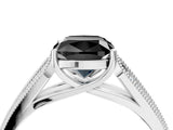 White gold Fancy Black Cushion Cut Cut Pave Split Shank Engagement Ring with Four-Prong Setting_16