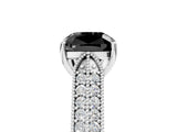 White gold Fancy Black Cushion Cut Cut Pave Split Shank Engagement Ring with Four-Prong Setting_17
