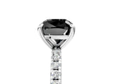 White gold Fancy Black Cushion Cut Diamond Brilliant Solitaire Ring with Pavé Band and Four-Prong Setting_17
