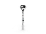 White gold Fancy Black Cushion Cut Diamond Brilliant Solitaire Ring with Pavé Band and Four-Prong Setting_26