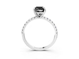 White gold Fancy Black Cushion Cut Diamond Brilliant Solitaire Ring with Pavé Band and Four-Prong Setting_27