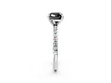 White gold Fancy Black Cushion Cut Diamond Brilliant Solitaire Ring with Pavé Band and Four-Prong Setting_2