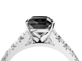 White gold Fancy Black Cushion Cut Diamond Cathedral Solitaire Ring with Round  Pavé Band_40