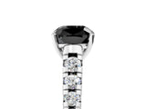 White gold Fancy Black Cushion Cut Diamond Cathedral Solitaire Ring with Round  Pavé Band_41
