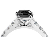 White gold Fancy Black Cushion Cut Diamond Cathedral Solitaire Ring with Round  Pavé Band_46