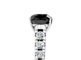 White gold Fancy Black Cushion Cut Diamond Cathedral Solitaire Ring with Round  Pavé Band_47