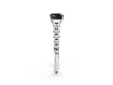 White gold Fancy Black Cushion Cut Diamond Cathedral Solitaire Ring with Round  Pavé Band_62