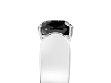 White gold Fancy Black Cushion Cut Diamond Channel Set Solitaire Ring with Four-Prong Setting_11