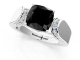 White gold Fancy Black Cushion Cut Diamond Channel Set Solitaire Ring with Four-Prong Setting_15