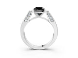 White gold Fancy Black Cushion Cut Diamond Channel Set Solitaire Ring with Four-Prong Setting_16