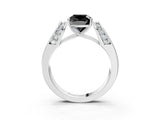 White gold Fancy Black Cushion Cut Diamond Channel Set Solitaire Ring with Four-Prong Setting_16