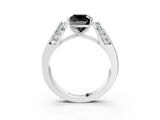 White gold Fancy Black Cushion Cut Diamond Channel Set Solitaire Ring with Four-Prong Setting_17