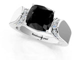 White gold Fancy Black Cushion Cut Diamond Channel Set Solitaire Ring with Four-Prong Setting_7