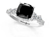 White gold Fancy Black Cushion Cut Diamond Cluster Pavé Band with Four-Prong Setting_13