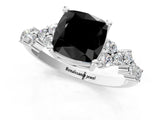 White gold Fancy Black Cushion Cut Diamond Cluster Pavé Band with Four-Prong Setting_4
