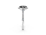 White gold Fancy Black Cushion Cut Diamond Cushion Halo Ring with Pavé Band_14