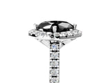 White gold Fancy Black Cushion Cut Diamond Cushion Halo Ring with Pavé Band_17