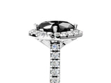 White gold Fancy Black Cushion Cut Diamond Cushion Halo Ring with Pavé Band_27