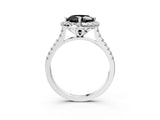 White gold Fancy Black Cushion Cut Diamond Cushion Halo Ring with Pavé Band_39