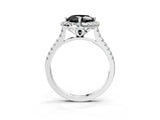 White gold Fancy Black Cushion Cut Diamond Cushion Halo Ring with Pavé Band_3