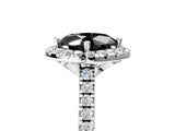 White gold Fancy Black Cushion Cut Diamond Cushion Halo Ring with Pavé Band_41