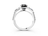 White gold Fancy Black Cushion Cut Diamond Engagement Ring with Baguette Side Stones and Channel Set Band_27