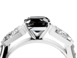 White gold Fancy Black Cushion Cut Diamond Engagement Ring with Baguette Side Stones and Channel Set Band_28