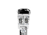 White gold Fancy Black Cushion Cut Diamond Engagement Ring with Baguette Side Stones and Channel Set Band_29