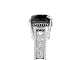 White gold Fancy Black Cushion Cut Diamond Engagement Ring with Milgrain Channel Set Band and Prong Setting_5