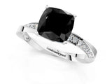 White gold Fancy Black Cushion Cut Diamond Engagement Ring with Side Stone Accents and Four-Prong Setting_121