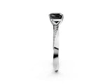 White gold Fancy Black Cushion Cut Diamond Engagement Ring with Side Stone Accents and Four-Prong Setting_122