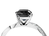 White gold Fancy Black Cushion Cut Diamond Engagement Ring with Side Stone Accents and Four-Prong Setting_16