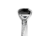 White gold Fancy Black Cushion Cut Diamond Engagement Ring with Side Stone Accents and Four-Prong Setting_17