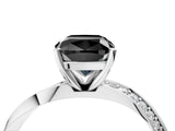 White gold Fancy Black Cushion Cut Diamond Engagement Ring with Side Stone Accents and Four-Prong Setting_28