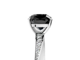 White gold Fancy Black Cushion Cut Diamond Engagement Ring with Side Stone Accents and Four-Prong Setting_29